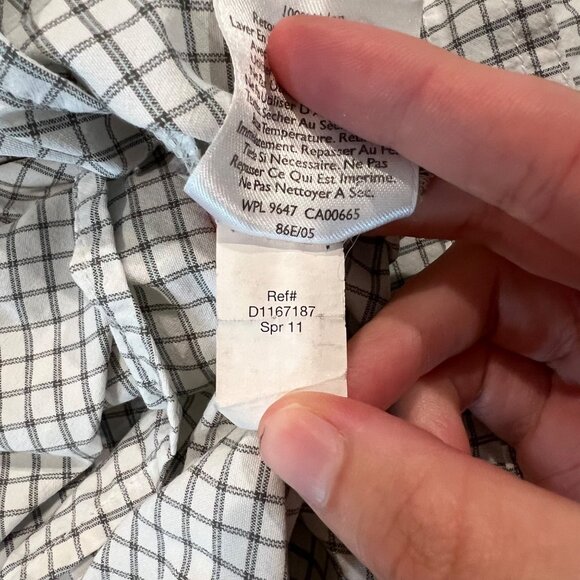 Eddie Bauer Tattersall Shirt Mens White Black Long Sleeve Nylon Size L - Picture 4 of 12